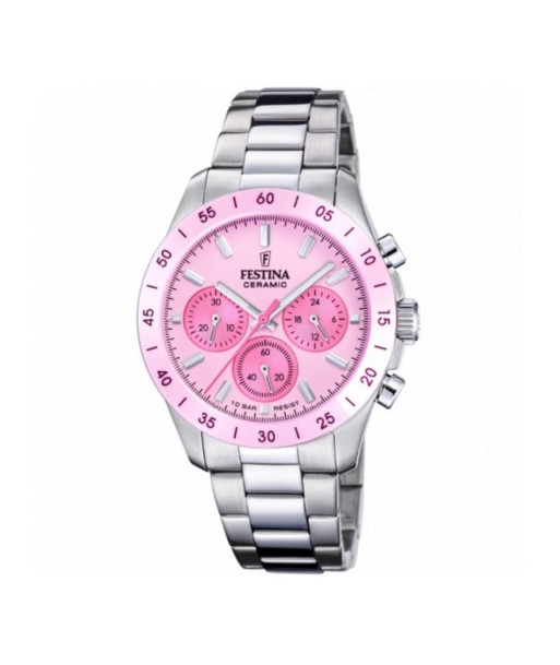 MONTRE CHRONO FEMME FESTINA F20693/2 CERAMIQUE ROSE Paris Déstockage Promo