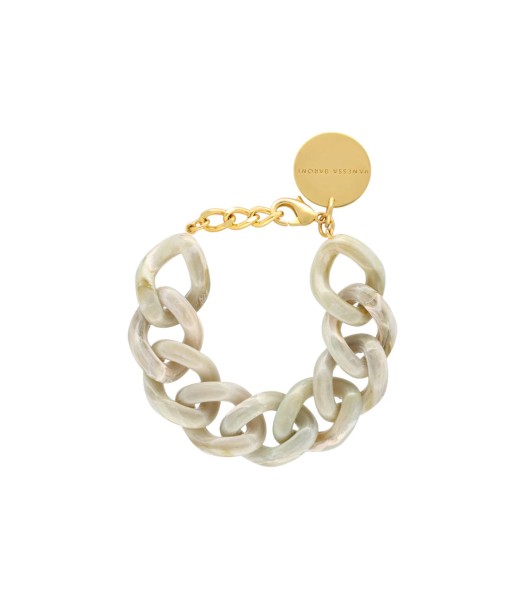 FLAT CHAIN BRACELET SNOW GREEN MARBLE VANESSA BARONI le des métaux précieux