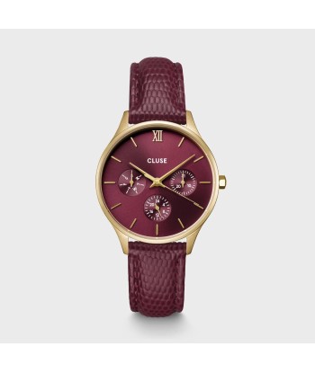 MINUIT MULTIFUNCTION LEATHER, DARK CHERRY LIZARD, GOLD COLOUR l'achat 