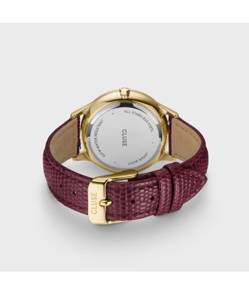 MINUIT MULTIFUNCTION LEATHER, DARK CHERRY LIZARD, GOLD COLOUR l'achat 