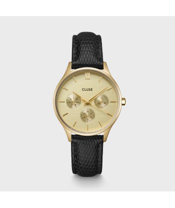 MINUIT MULTIFUNCTION LEATHER, BLACK LIZARD, GOLD COLOUR votre