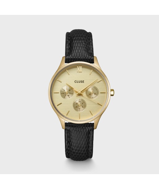 MINUIT MULTIFUNCTION LEATHER, BLACK LIZARD, GOLD COLOUR votre