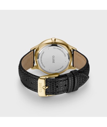 MINUIT MULTIFUNCTION LEATHER, BLACK LIZARD, GOLD COLOUR votre