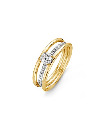 BAGUE OR JAUNE SOLITAIRE DIAMANT ACCOMPAGNÉ ASTORG 1895 50-70% off 