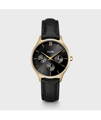 MINUIT MULTIFUNCTION LEATHER, BLACK WATCH LEATHER, BLACK LIZARD, GOLD 50% de réduction en Octobre 2024