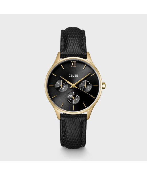 MINUIT MULTIFUNCTION LEATHER, BLACK WATCH LEATHER, BLACK LIZARD, GOLD 50% de réduction en Octobre 2024