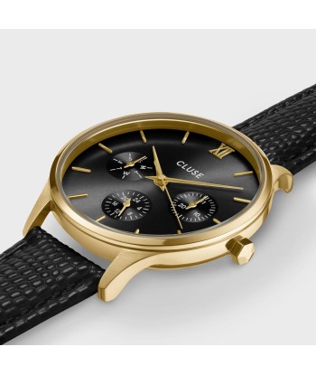 MINUIT MULTIFUNCTION LEATHER, BLACK WATCH LEATHER, BLACK LIZARD, GOLD 50% de réduction en Octobre 2024