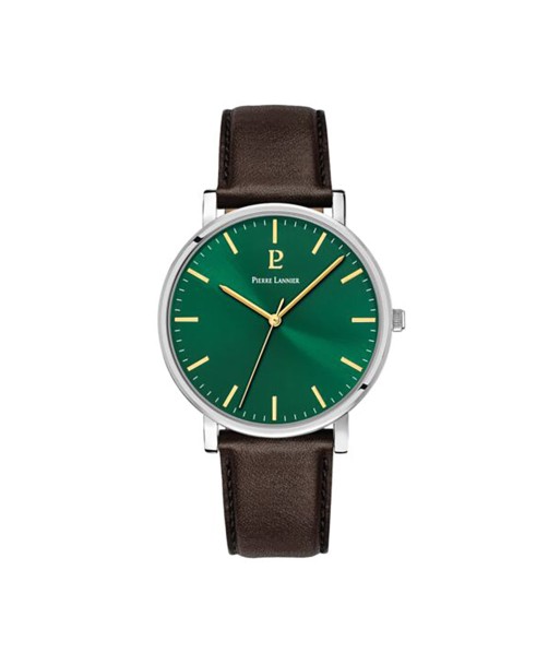 MONTRE PIERRE LANNIER HOMME ESSENTIAL BRUN CADRAN VERT JUSQU'A -70%! 