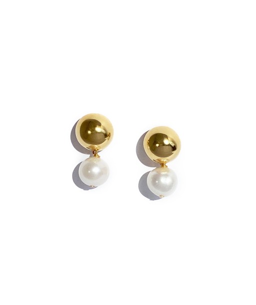 Pearl Dot Studs - Gold pas cher