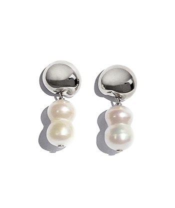 Gia Pearl Studs - Silver pas cher 