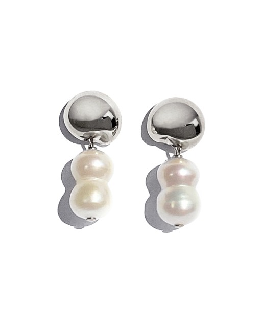 Gia Pearl Studs - Silver pas cher 