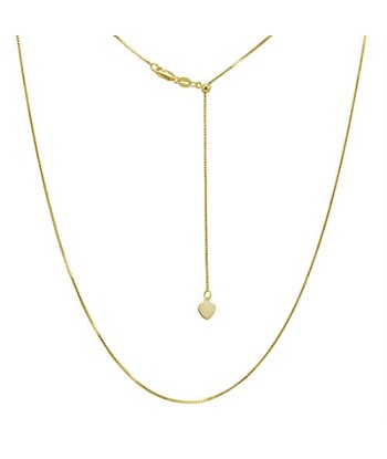 10KT Yellow Gold 1mm Adjustable Box Chain pas chere