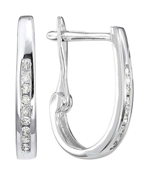 Diamond J Hoop Earrings: White Gold les ligaments