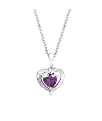 Amethyst Heart White Gold Necklace w/ Diamond les muscles