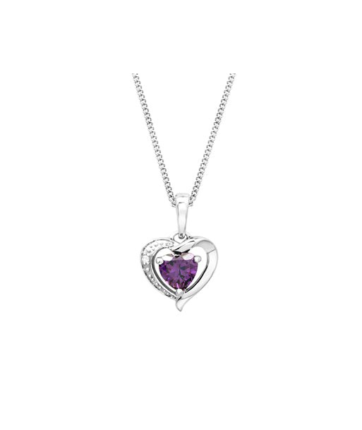 Amethyst Heart White Gold Necklace w/ Diamond les muscles