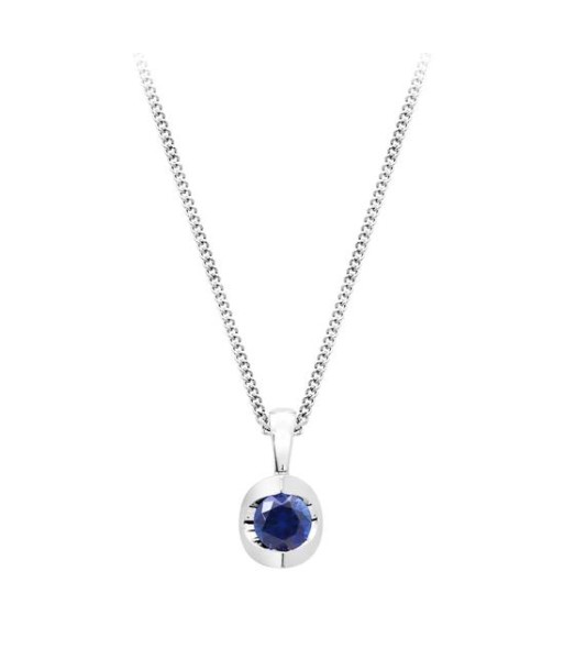 Round Sapphire White Gold Necklace Véritable concentré