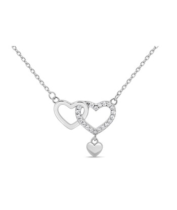 Casablanca Double Heart Sterling Silver Necklace soldes