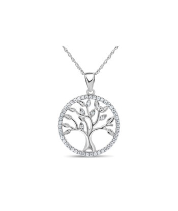 Casablanca Sterling Silver Family Tree Halo Necklace la livraison gratuite