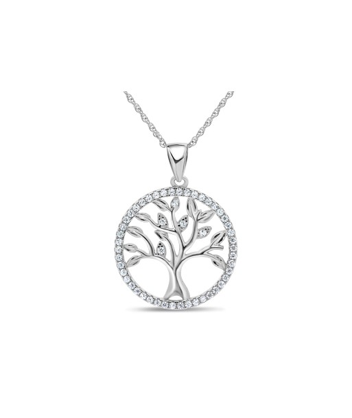 Casablanca Sterling Silver Family Tree Halo Necklace la livraison gratuite