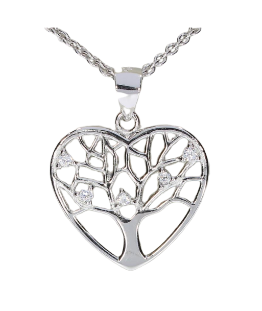 Casablanca Family Tree in Heart Sterling Silver Necklace store