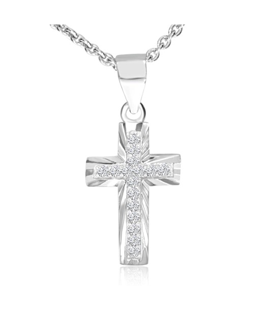 Casablanca Sparkle Cross Sterling Silver Necklace plus qu'un jeu 