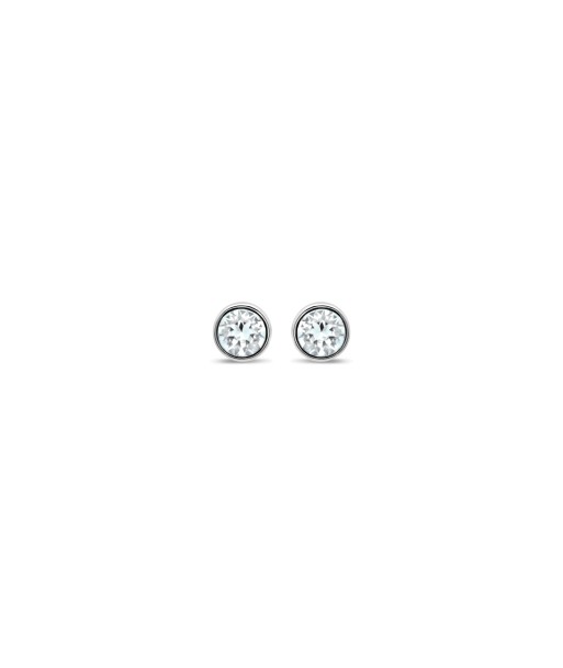 Casablanca Sterling Silver Bezel Set Round Crystal Studs en ligne