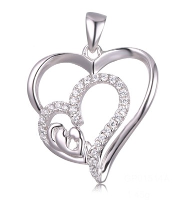 Mother and Child Sterling Silver Double Heart Necklace acheter