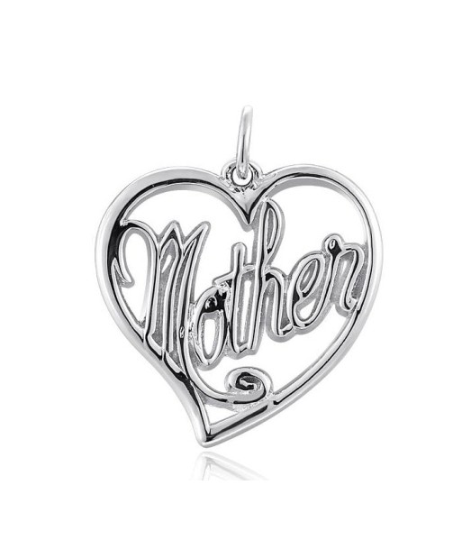 Casablanca Mother Script Heart Sterling Silver Charm Pendant Profitez des Offres !