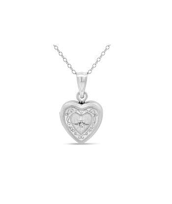 Sterling Silver Diamond Heart Locket Necklace À commander