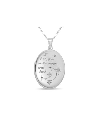 "I Love You to the Moon and Back" Sterling Silver Oval Locket Necklace ou a consommer sur place