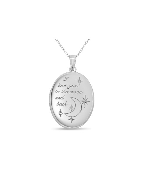 "I Love You to the Moon and Back" Sterling Silver Oval Locket Necklace ou a consommer sur place