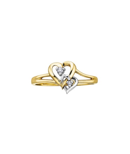 Double Gold Heart Diamond Promise Ring pas chere