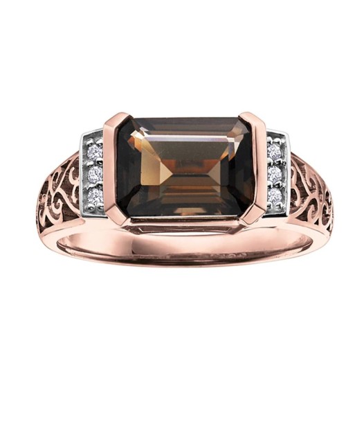 .045CT Diamond & Smokey Quartz Ring commande en ligne