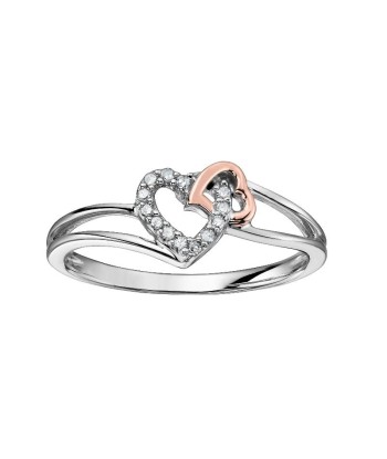 .05CT Two Tone Double Heart Ring l'évolution des habitudes 