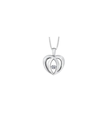 .05CT Pulse Double Heart Sterling Silver Necklace vente chaude votre 