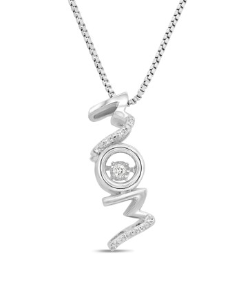 .04CT Sterling Silver Diamond Pulse Mom Necklace du meilleur 