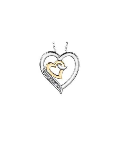 .02CT Diamond Double Heart Sterling Silver Necklace: Two Tone Vous souhaitez 