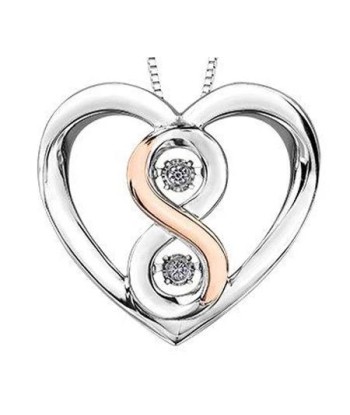 Two Tone Diamond Infinite Love Heart Sterling Silver Necklace est présent 