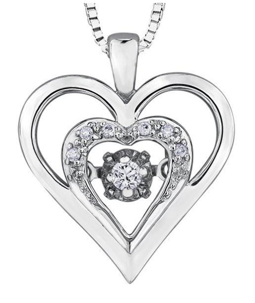 Double Heart Diamond Pulse Sterling Silver Necklace plus qu'un jeu 