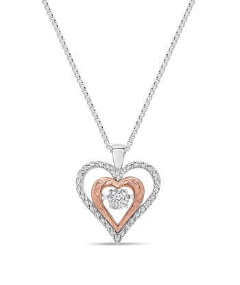 Double Heart Diamond Pulse Sterling Silver Necklace une grave pollution 