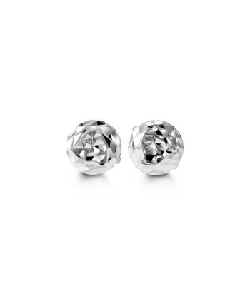 Diamond Cut Ball Earrings: White Gold Venez acheter