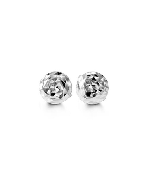 Diamond Cut Ball Earrings: White Gold Venez acheter