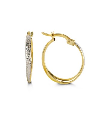 Two Tone Diamond Cut Hoop Earrings meilleur choix