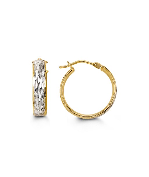 Two Tone Diamond Cut Gold Hoop Earrings votre