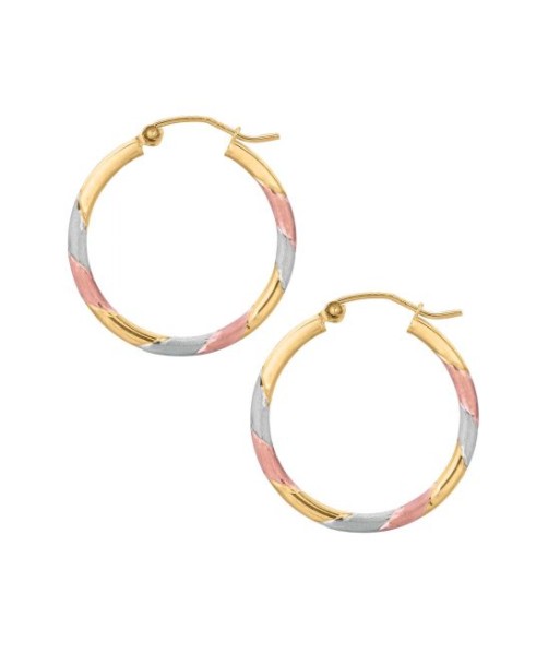 Tri-Tone Gold Patterned Hoop Earrings 2023