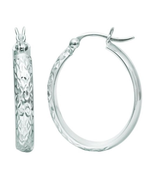 Diamond Cut Oval Hoops: White Gold une grave pollution 