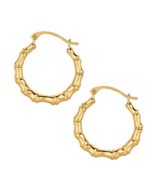 10KT Yellow Gold Bamboo Hoops de pas cher