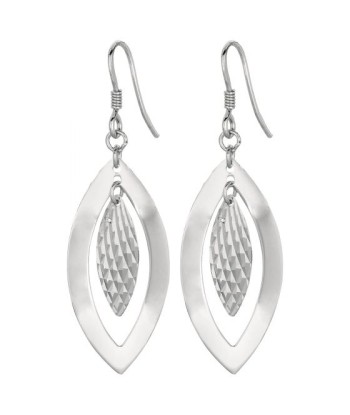 Silver Marquise Leaf Dangle Earrings pas cheres