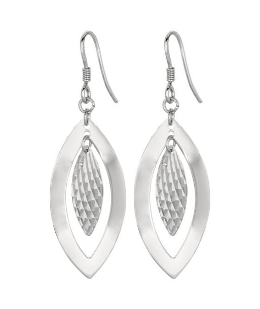 Silver Marquise Leaf Dangle Earrings pas cheres