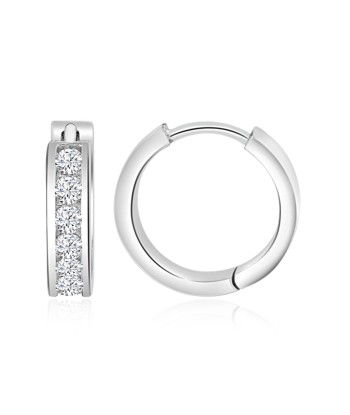 Channel Set Sterling Silver Huggie Hoop Earrings 2 - 3 jours ouvrés.